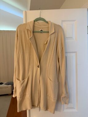 Free People Light Beige Open-Front Women’s Cardigan Sweater